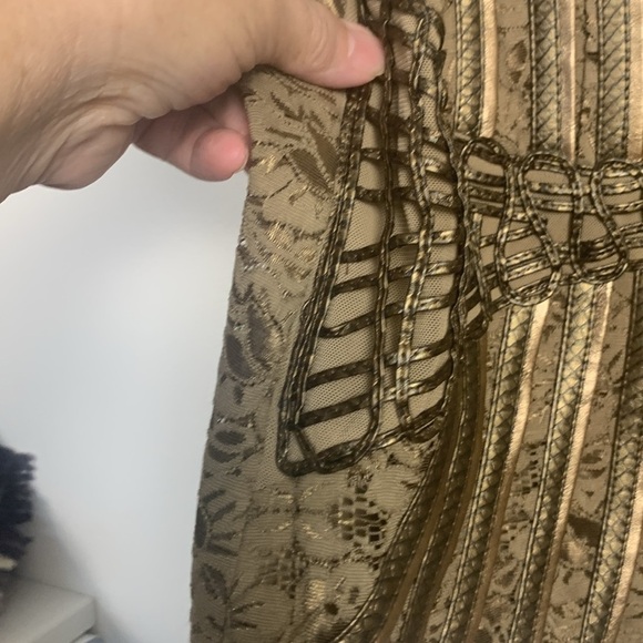 Dancing Couture Rare Sleeveless Top Embellished w Leather. Gold w Bronze Silver - Picture 6 of 17